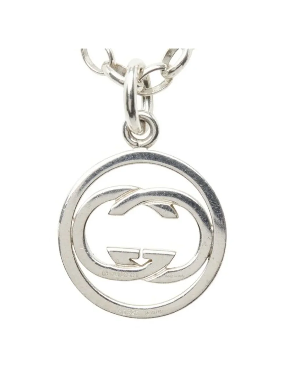 Gucci GG Logo Double G Chain Pendant Silver